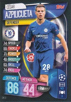 Cesar Azpilicueta Chelsea 2019/20 Topps Match Attax CL #CHE3